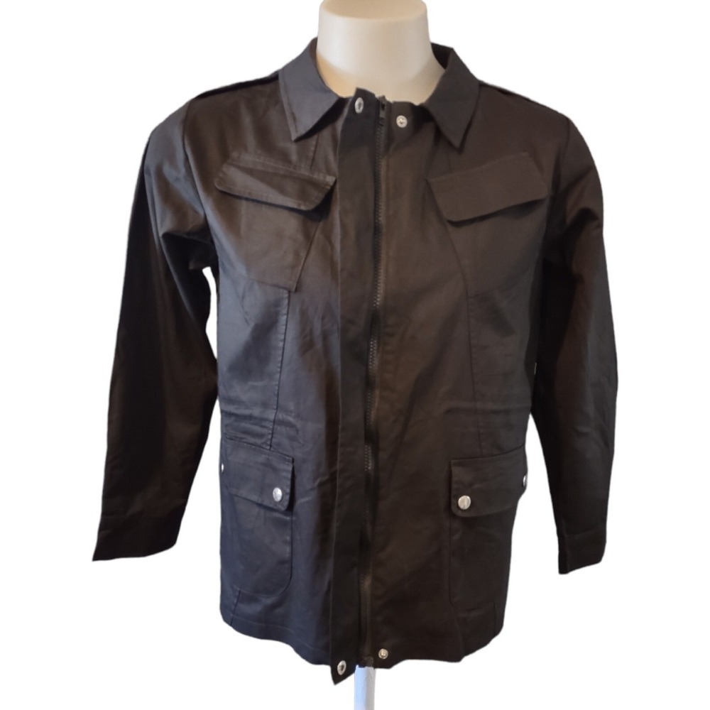 Misslook Utility Jacket Size L Women Gorp Core Black Military Cargo Edgy Grunge